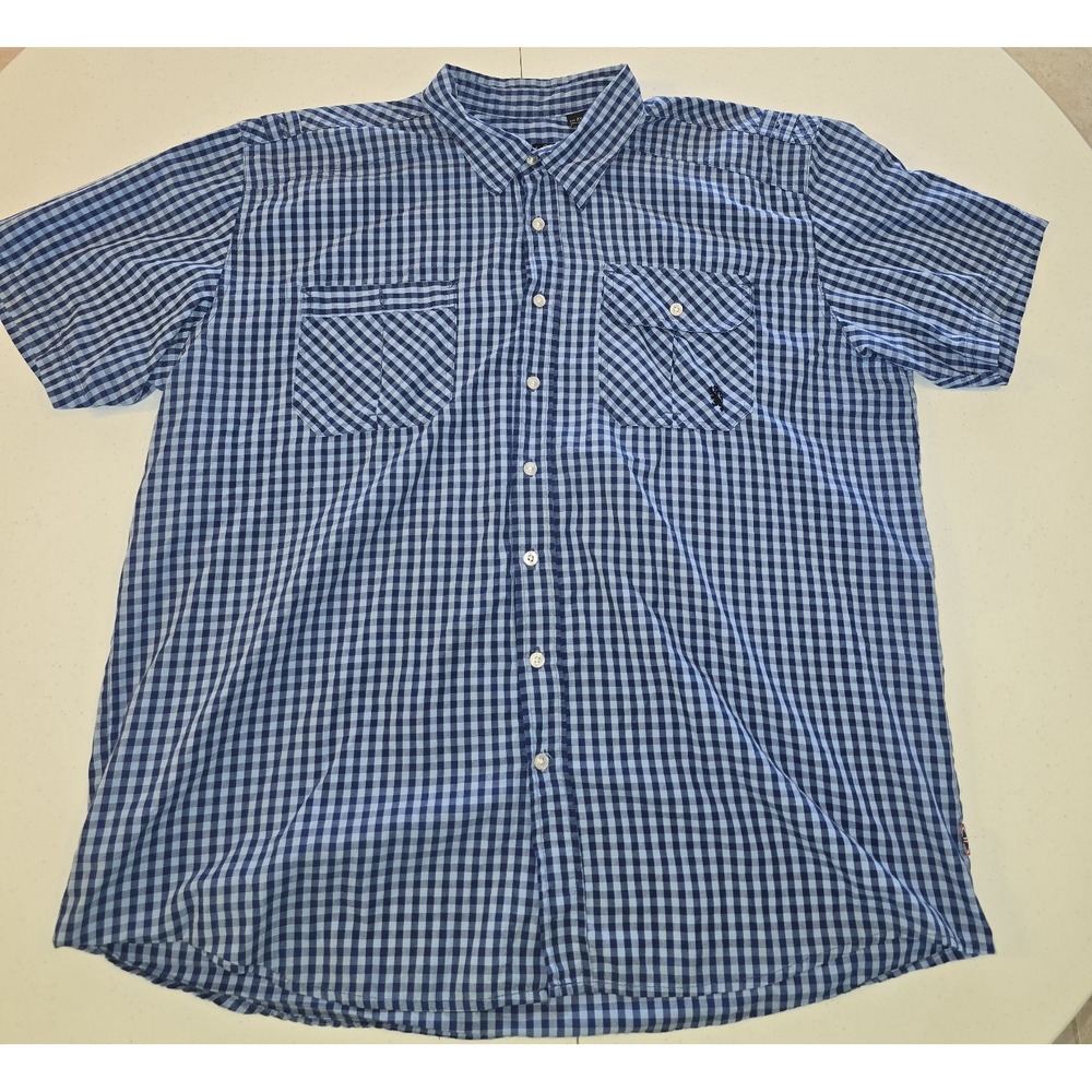 English Laundry Lions Crest Men's Shirt Size 2XL‎ Blue Check -Item#152
